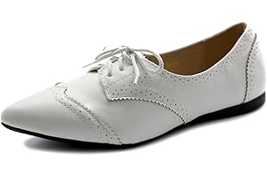 Ollio Womens Ballets Shoes Flats Pointed Toe Oxford 1M1818