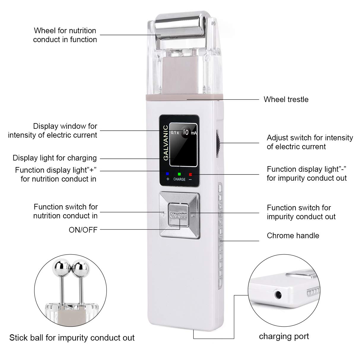 Portable Galvanic Microcurrent Skin Firming Machine, Anti-aging Face Lift Massager Home Use Beauty Salon Device: Beauty