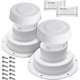 Aussio (2 Pack, White RV Roof Vent Cover Kits with Putty Tape and Screws | Camper Vents Cap for Trailer RV Roof Vent Cover Replacement, Camper Plumbing Vent Cap Kit for 1" to 2-3/8" OD Pipe