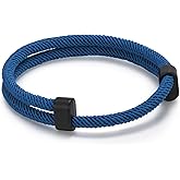 Nautical Braided Rope Bracelets for Men - Adjustable Braided String Bracelet, Handmade Summer Beach String Bracelet with Metal Knot, Friendship Wristband Rope Bracelets Jewelry Gifts for Men Women