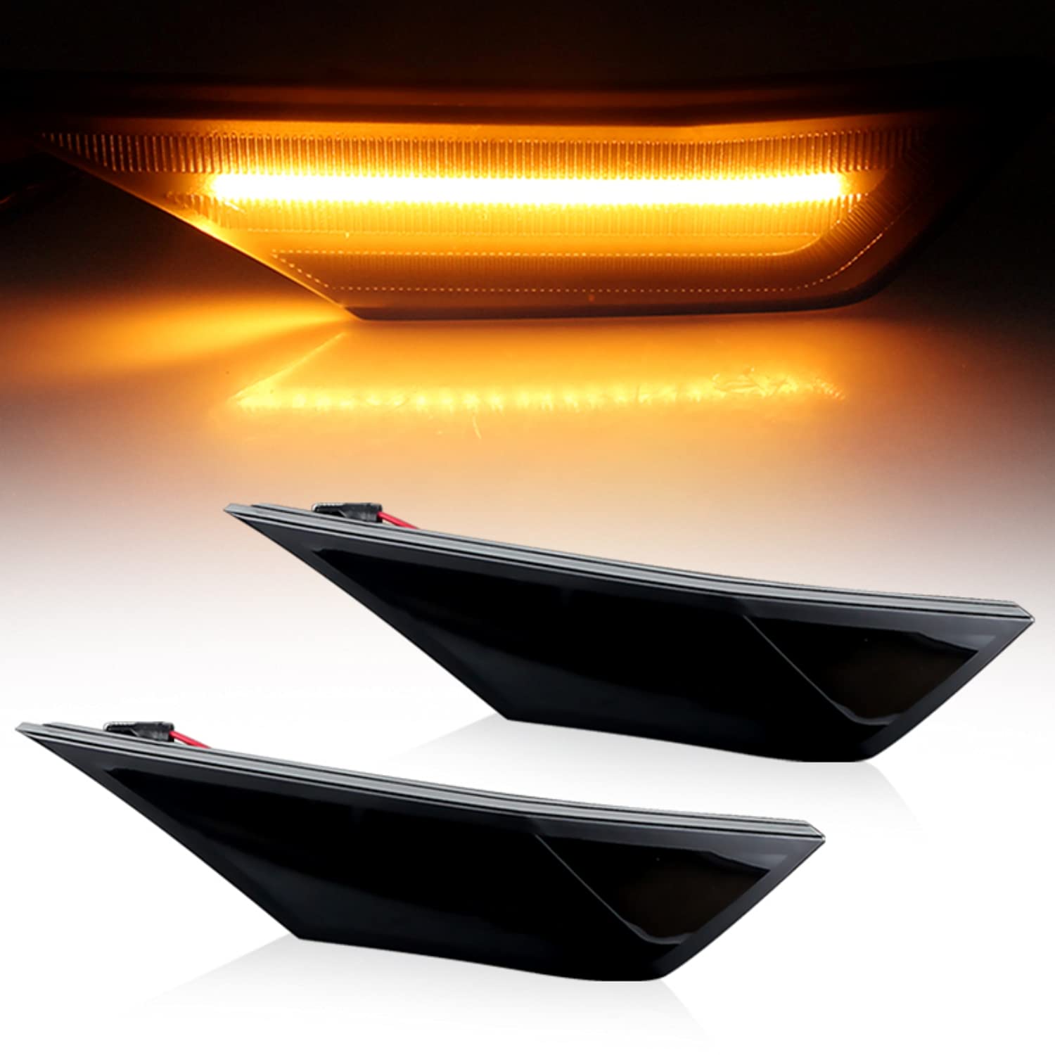 Photo 1 of APMAT Dark Smoked Lens Full LED Amber Front Side Marker Light Replacement Turn Signal Lamp for Honda Civic 10th Gen 2016-2021 Coupe Hatchback with T10 Bulbs, 2PCS