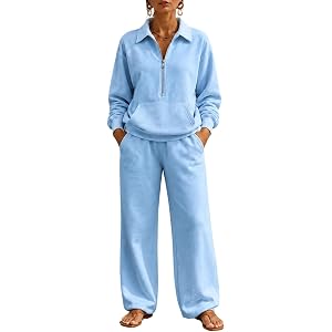 GQN Womens 2 Piece Outfits Lapel Baggy Half Zip Sweatshirts Business Outdoor Running Outfits