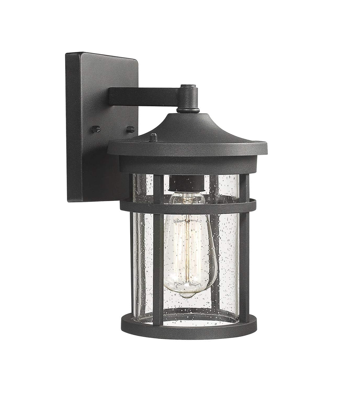 Photo 1 of Bestshared Outdoor Wall Sconces, Outdoor Wall Lantern Lamp,Modern Exterior Lighting Fixture for Front Porch with Seeded Glass Shade for Porch(Black)