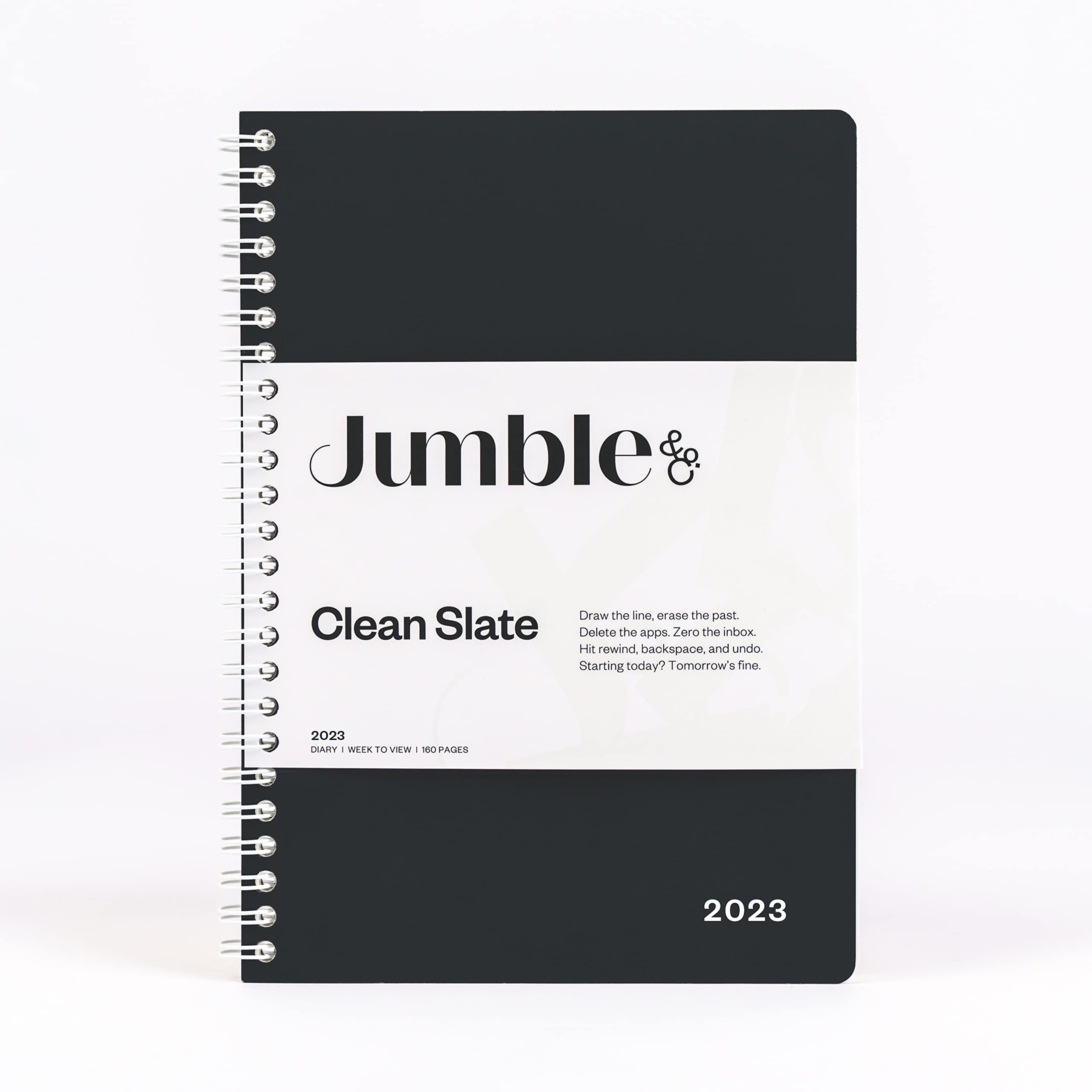 Jumble Convo A5 Week to View Wiro Bound 2023 Diary Clean Slate Black - Weekly Journal with dotted pages, JCVBCC-599/23