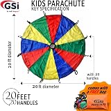 GSi Play Parachute Rainbow 20ft Kids Cooperative Toy Tent Game view 2