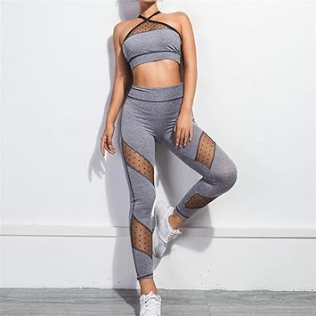 YANGCONG Ropa de Fitness de Yoga Gris Ropa de Yoga Ropa Deportiva ...