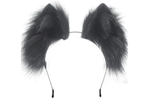 Agymo Handmade Black Wolf Ears headband,Animal ears headbands, cat fox ears, Costume Headwear Halloween costume accessory
