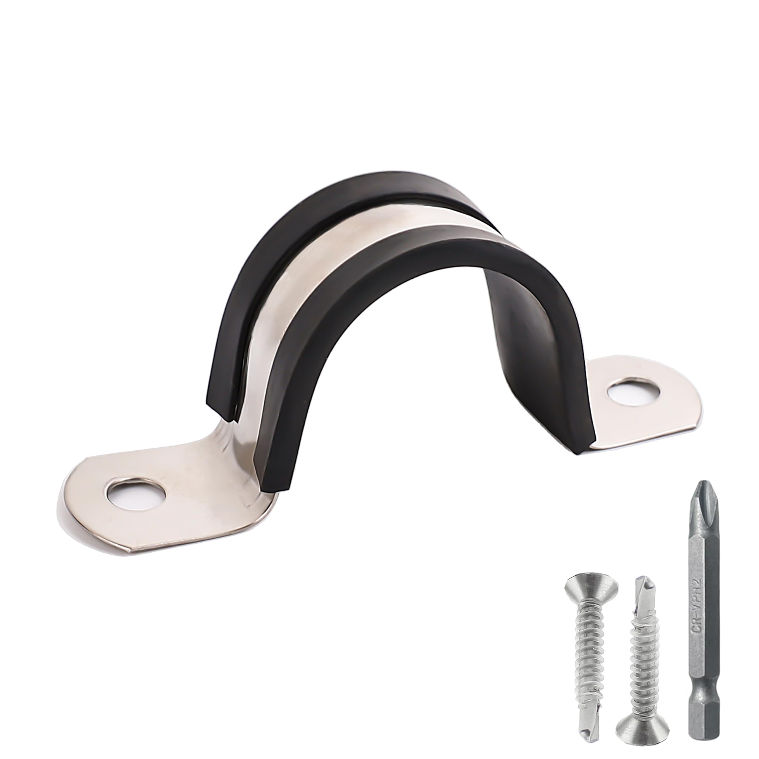 Photo 1 of Soimuk  Clamps,304 Stainless & Rubber Cushioned Heavy Duty Conduit clips (SCH 3/4 in (? 27 MM) - 10 Pack)