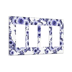 Abstract Blue White Flower Quad Rocker Light Switch