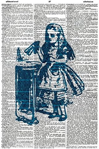 Blue 'Drink Me!' ART PRINT - ALICE IN WONDERLAND ART PRINT - Vintage Dictionary Art Print - BOOK ART PRINT - NURSERY ART PRINT - Illustration - Picture - Wall Hanging - Children's Art Print 583D