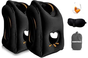 DAWNTREES 2 Pack Inflatable Travel Pillow,Neck Pillow Inflatable for Sleeping,Comfortably Support Head,Neck and Lumbar,Used for Airplane,Car,Bus and Office (Black)