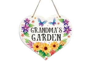 SFDHVCF Grandma Gardening Garden Gifts Christmas Birthday Mother's Day Retirement Gifts for Women Grandma Granny Grandmother Nana Gardeners Retro Garden Home Decor Heart Wall Art Sign