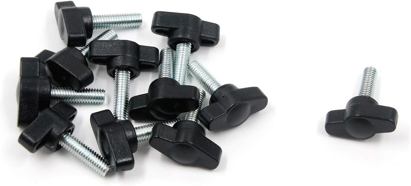 FarBoat 10Pcs M6x20mm Threaded Knurled Long Stud Thumbscrew Carbon Steel with Plastic Hurricane T Head Screw Grip Knob