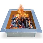 Firebuggz Heavy Duty Stainless Steel Fire Pit Ring Insert for Outdoors - 24&rdquo;x 36&rdquo; Rectagular Insert, 32&rdquo;x 44&rdquo; Outside Flange, 9" Height