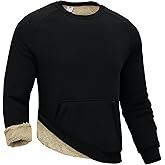 Rdruko Men's Sherpa Lined Sweatshirts Heavyweight Winter Fleece Pullover Crewneck Sweatshirts With Zip Kangaroo Pocket