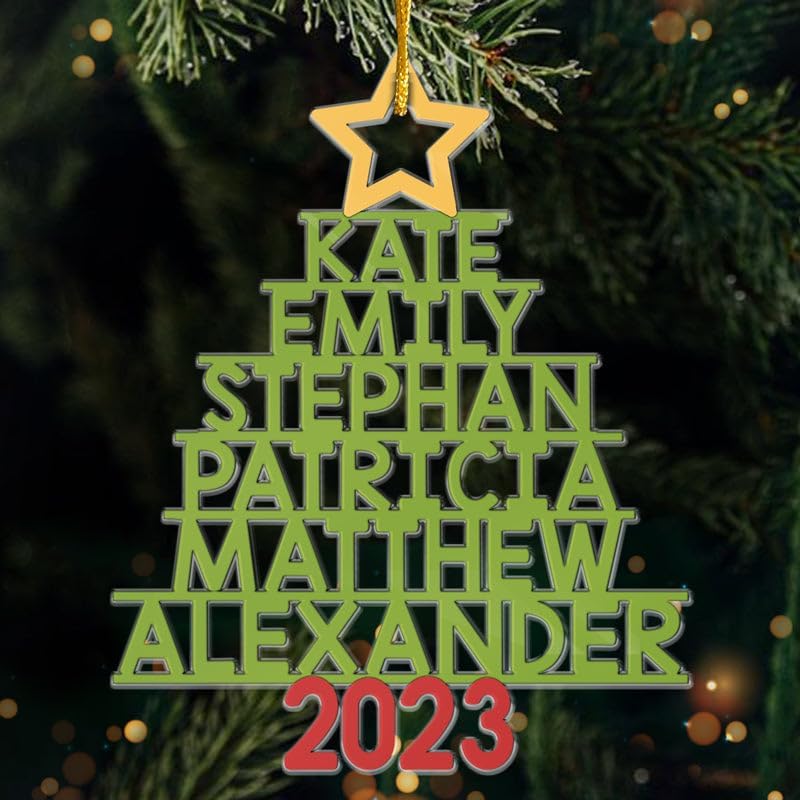 Ornaments - Pawfect House Personalized Family Christmas Ornaments 2023, Green Name Ornaments for Christmas Tree, Christmas Decorations, Christmas, Thanksgiving Gifts for Family, Grandparents, Acrylic Ornaments