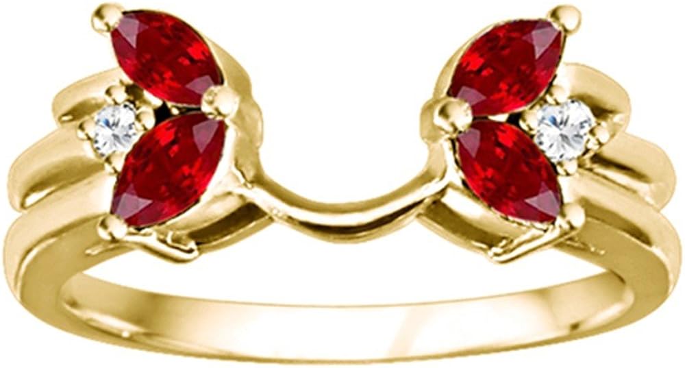 Diamond and Created Ruby Ring Wrap Enhancer set in 14k Yellow Gold (0.