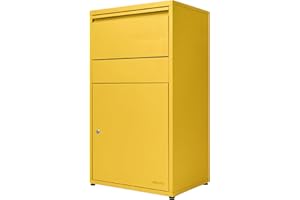 Adoorn Package Delivery Boxes for Outside, Large 36 x 20.5 x 15 (HxWxD) Security Package Box, Free Standing Anti-Theft Parcel Drop Box - Curb Yellow