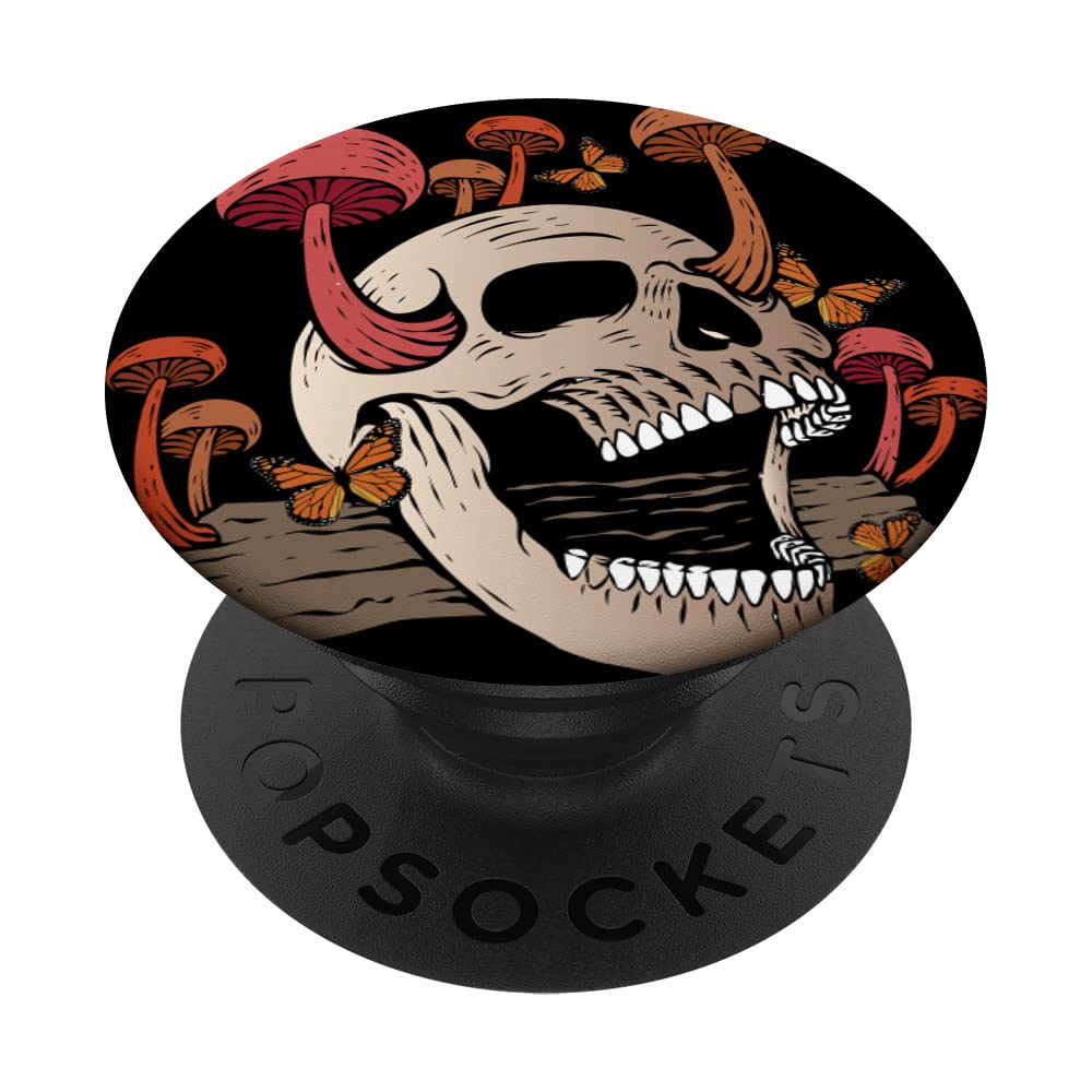 Mushroom Butterfly Mycologist Goth Mushroom Skeleton PopSockets Swappable PopGrip