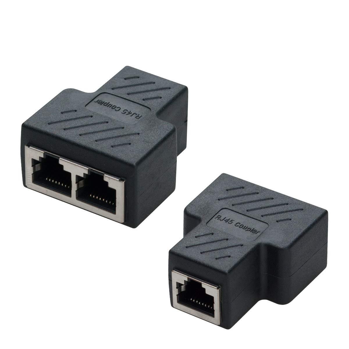 COVVY RJ45 Splitter Connector Female to Female Network Adapter 1 to 2 Female Port CAT 5/CAT 6 LAN Ethernet Cable Dual Socket Connector Adapter (2 Pcs, black)
