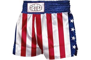 O2TEE Unisex American Flag Traditional Styles Muay Thai Shorts for Men Women Training