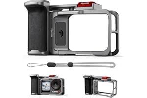 Handle Grip Kit for DJI Action 5 Pro, with Action 5 Pro Cage, Street Photography Quick Release Holder Mount, Shutter Button, 