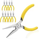 BOOSDEN 5" Needle Nose Pliers-10 Pack, Long Nose Pliers Set with Side Cutter, Mini Fine Needle Nose Pliers with Serrated Jaws, Precision Small Needle Nose Pliers for Jewelry Making/Electronics/Craft