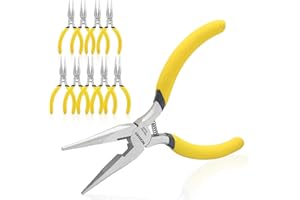 BOOSDEN 5" Needle Nose Pliers-10 Pack, Long Nose Pliers Set with Side Cutter, Mini Fine Needle Nose Pliers with Serrated Jaws, Precision Small Needle Nose Pliers for Jewelry Making/Electronics/Craft