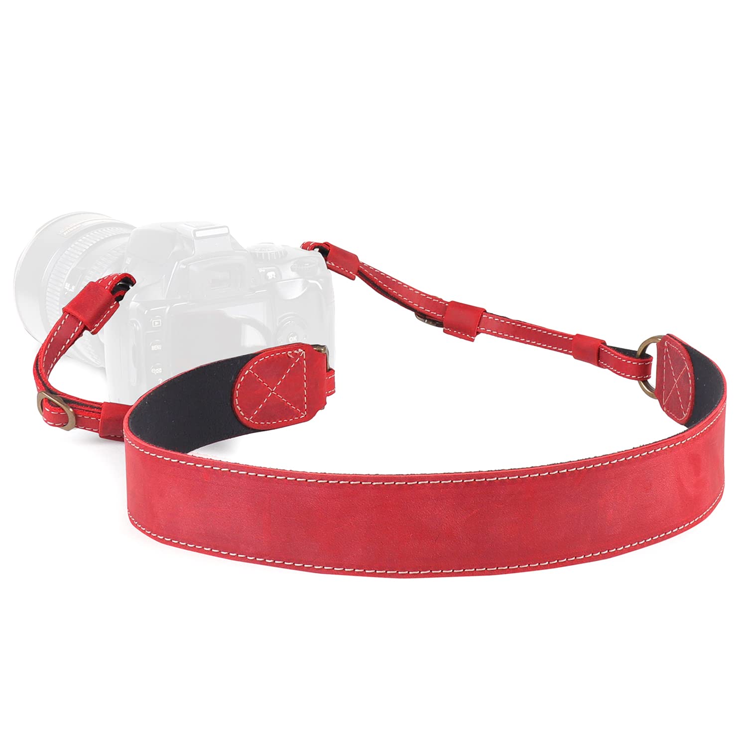 MegaGear SLR, DSLR Sierra Series Genuine Leather Camera Shoulder or Neck Strap (Red) One Size MG2003