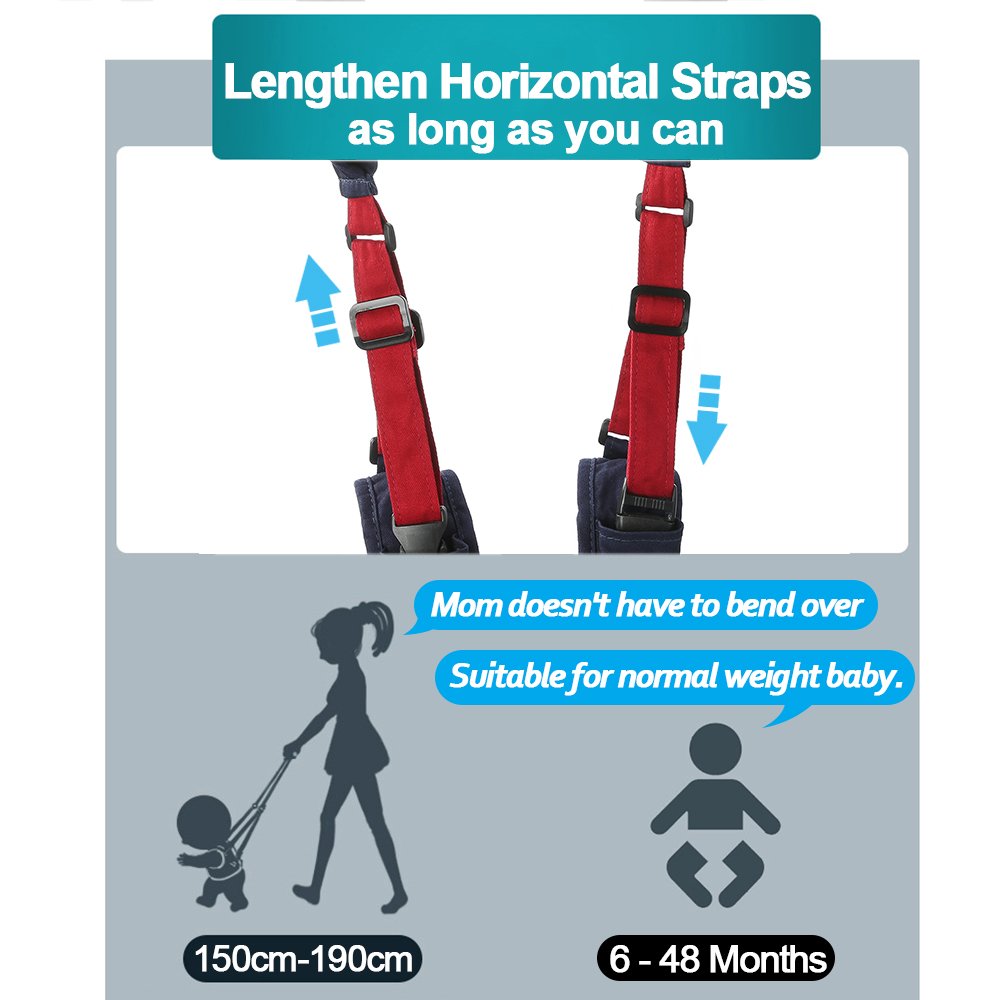 Baby Walker Toddler Walking Assistant, Deralaon Handheld Stand Up and Walking Learning Leash Kids Safety Breathable Walking Harness Walker for Baby 6-27 Months (Red)