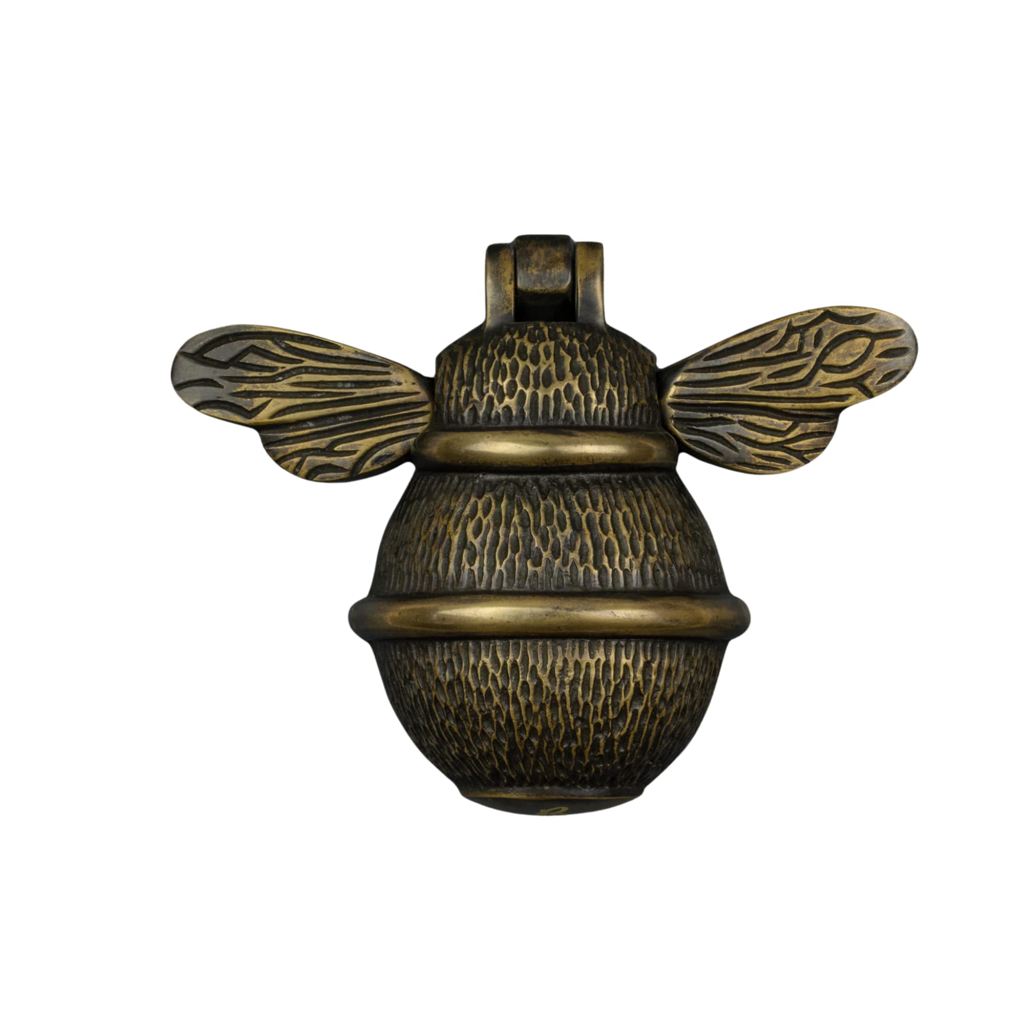 Bee Door Knocker for Front Door | Polished Solid Brass Knockers with Strike Plate | UPVC | Bumblebee Front Door Furniture with a Unique Design (Heritage)