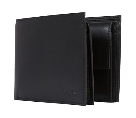 bugatti Herren Geldbeutel aus Echt Leder im Querformat, Business Geldbörse für Männer #Santiago - Schwarz 2148