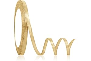 OMAIGAR Gold Ribbon 1/4 Inch Width, Solid Satin Ribbons with 25 Yards Length Silk Fabric for Gift Wrapping or Wedding Party Birthday Decoration - Gold, 1/4 Inch x 25 Yards