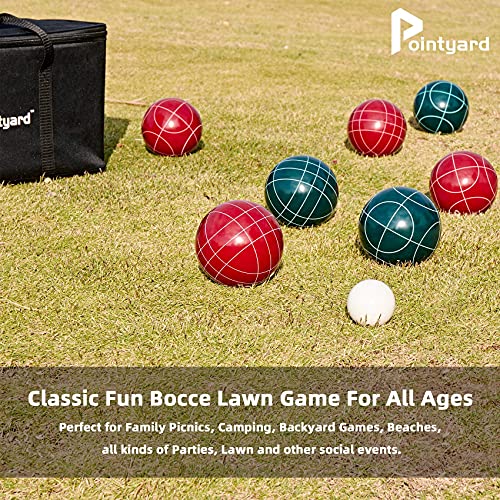 Pointyard Bocce Ball Set, 90mm Classic Bocce Ball Set with 8 Resin