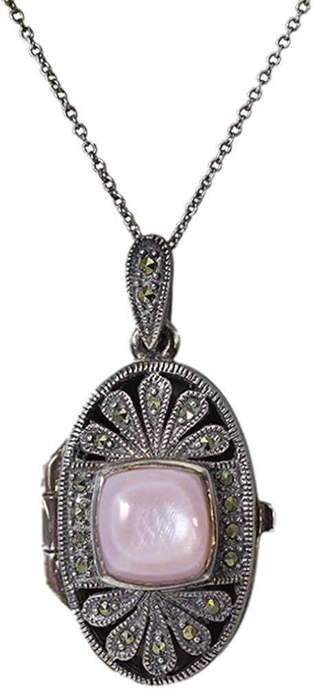 mother of pearl locket necklace