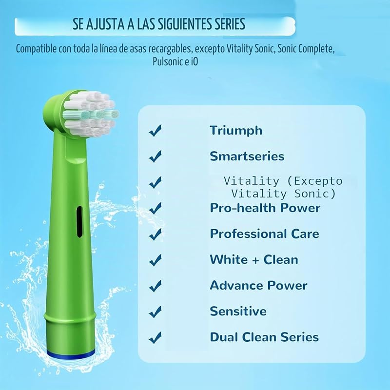 8 cabezales de repuesto para cepillo de dientes eléctrico para niños compatibles con Braun Oral B — foto 2 de 6