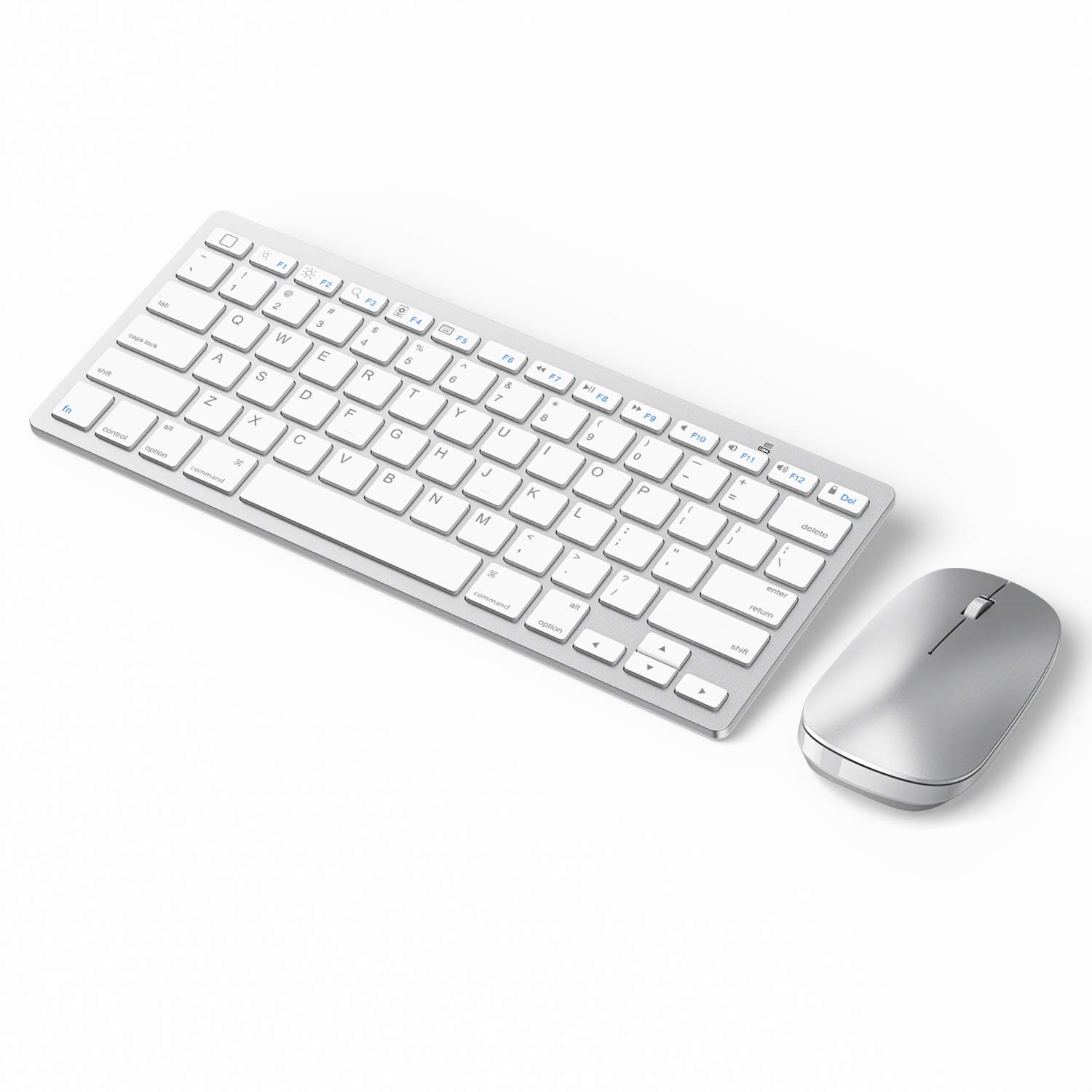 OMOTON Bluetooth Keyboard and Mouse for iPad and iPhone (iPadOS 13 / iOS 13 and Above), Compatible with New iPad 10.2, iPad Pro 12.9/11.0, and Other Bluetooth Enabled Devices, Silver White