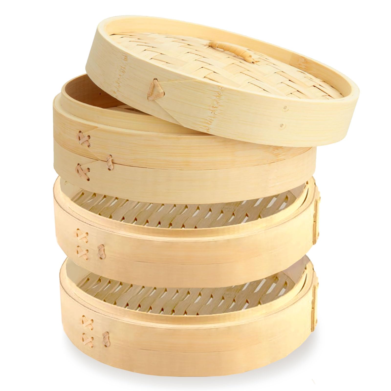 Photo 1 of QTLCOHD Bamboo Steamer 8 Inch 3 Tier Dumpling Steamer Basket for Cooking Small Food Steamers for Dim Sum Bao Bun Rice Vegetable