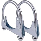 Atokrtact 2.5 Inch Heavy Duty Exhaust U Clamps Saddle Style Muffler U-Bolt Clamp, Stainless Steel, Pack of 2 (65MM-Fit 2.5"OD