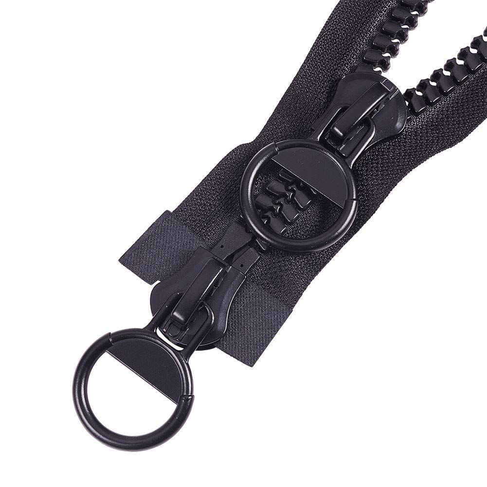 WANDIC 20#Separating Jacket Zippers,1PC 150CM Double Open Super Large Plastic Zipper Black Teeth Heavy Duty Zippers for DIY Sewing Tailor Crafts Bags Tents