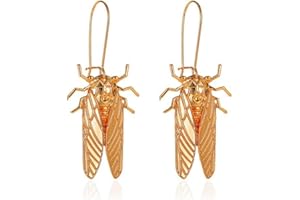 MXUHUI Vintage Big Bug Cicada Insect Pendant Earrings on Kidney Wire Hoops Dangle Earrings Retro Animal Jewlery