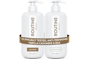 Routine Wellness Anti-Thinning Shampoo and Conditioner Set for Thinning Hair - Biotin DHT Blocker Women & Men - Color Safe Sh