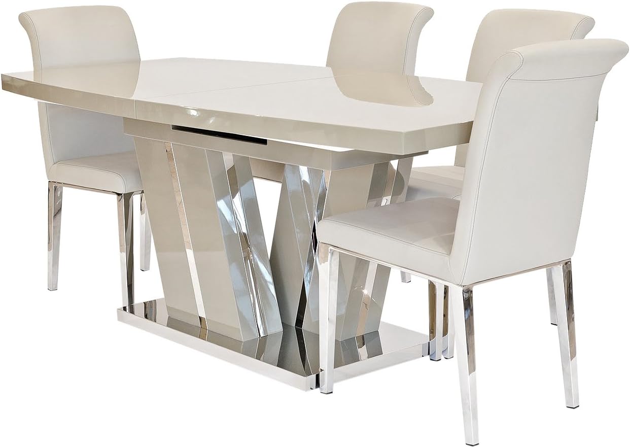 Febland White Extending Table With 6 Light Grey Kirkland Dining Chairs Wood 90x190x80 Cm Amazon Co Uk Kitchen Home
