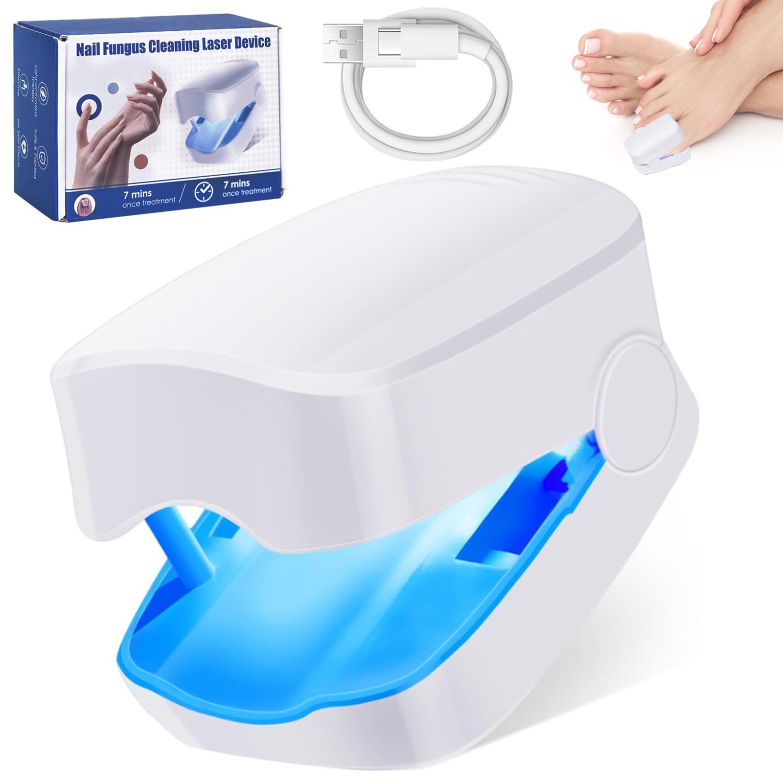Nail Care Light Device for Finger & Toe Nails, Anti Fungal Laser,7‑Minute Home Nail Care Tool, Compact Nail Grooming Device for Daily Nail Maintenance