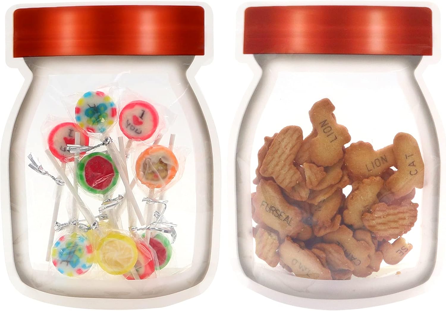 48 pcs Mason Jar Zipper Bags,Reusable Ziplock Snack Candy Bag,4.7