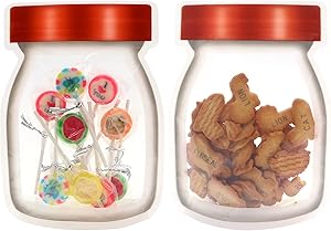 48 pcs Mason Jar Zipper Bags,Reusable Ziplock Snack Candy Bag,4.7