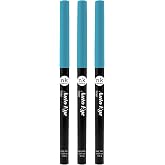 NICKA K NEW YORK, Auto Eye Liner, Deep Sky Blue, Transfer-Resistant, 3-Pack