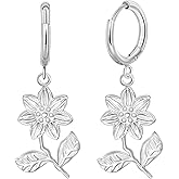 Lansora Stainless Steel Dangle Huggie Hoop Earrings Multi-Design Drop Dangling Jewelry with Fruit Moon Star Animal Geometric Earrings for Women