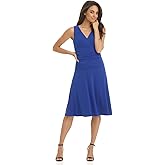 Rekucci Women's Slimming Sleeveless Fit-and-Flare Tummy Control Dress (18, Sapphire)