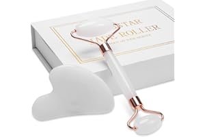 XYZBSTAR Jade Roller for Face, Facial Roller Massager Skin Care Tool, Gua Sha Facial Tools for Face, Neck, Eyes, Reduce Puffiness of The Skin - White